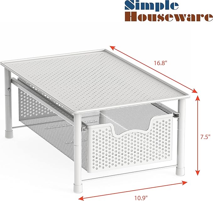 Simple Houseware Stackable Cabinet Basket Drawer Organizer, White