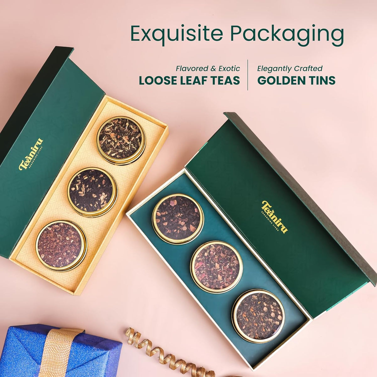 Teaniru, Gourmet Tea Collection – Pack of 100 | 6 Flavored Loose Leaf Tea Set | Gourmet Tea Gift Sets | Corporate Gifting & Bulk Gifts