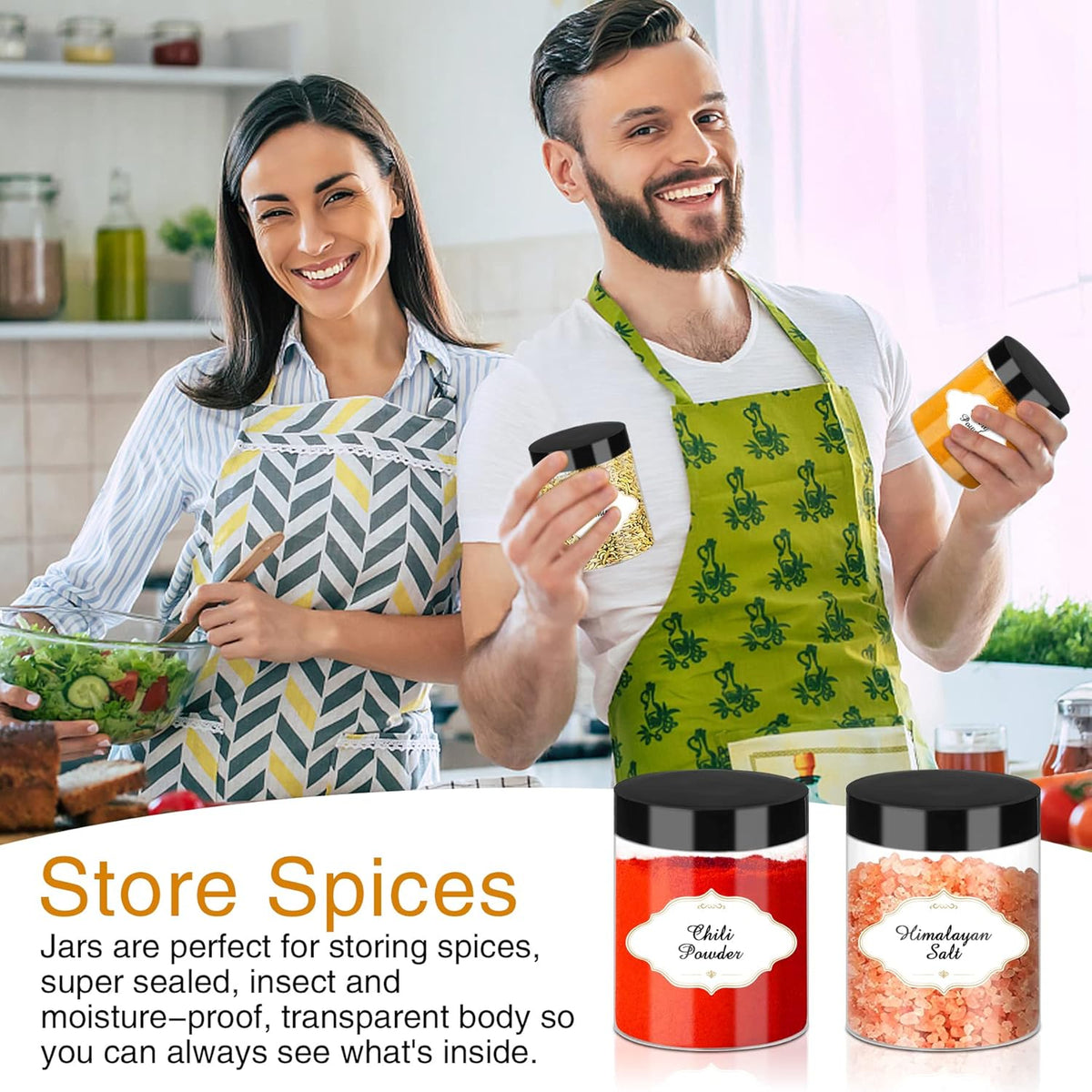 8 OZ Plastic Jars with Lids, Slime Containers with Lids 48 Pcs Airtight Round Plastic Storage Jars Wide-Mouth Containers for Slime, Kitchen and Household Food Storage of Dry Goods