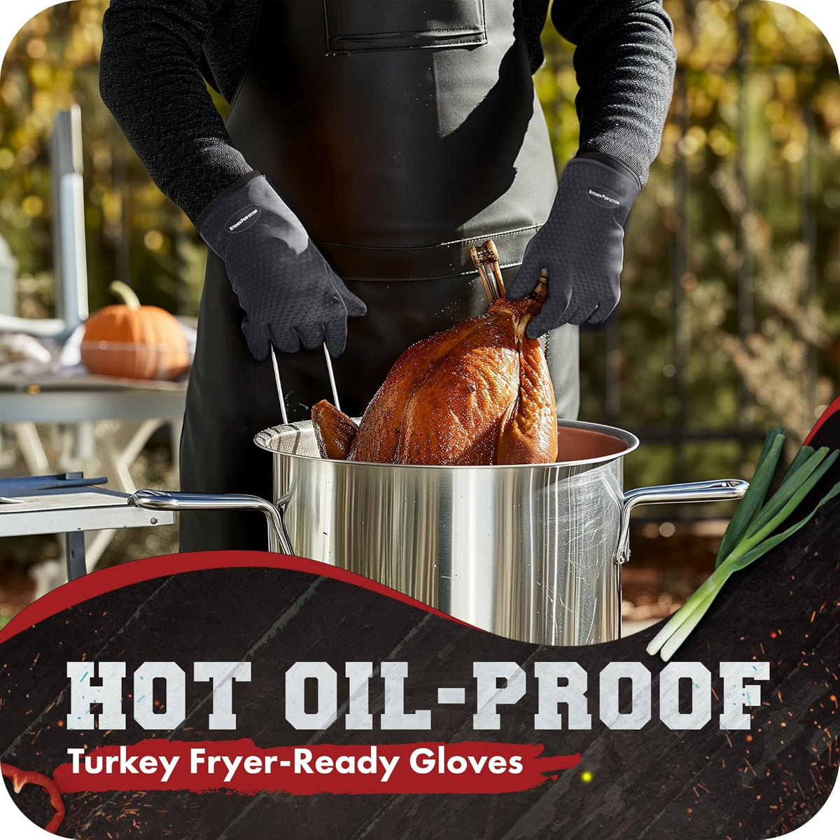 KITCHEN PERFECTION Silicone Smoker Oven Gloves-Extreme Heat Resistant BBQ Gloves-Handle Hot Food Right on Your Grill Fryer & Pit|Waterproof Grilling Cooking Baking Mitts|Superior Value Set +3 Bonuses