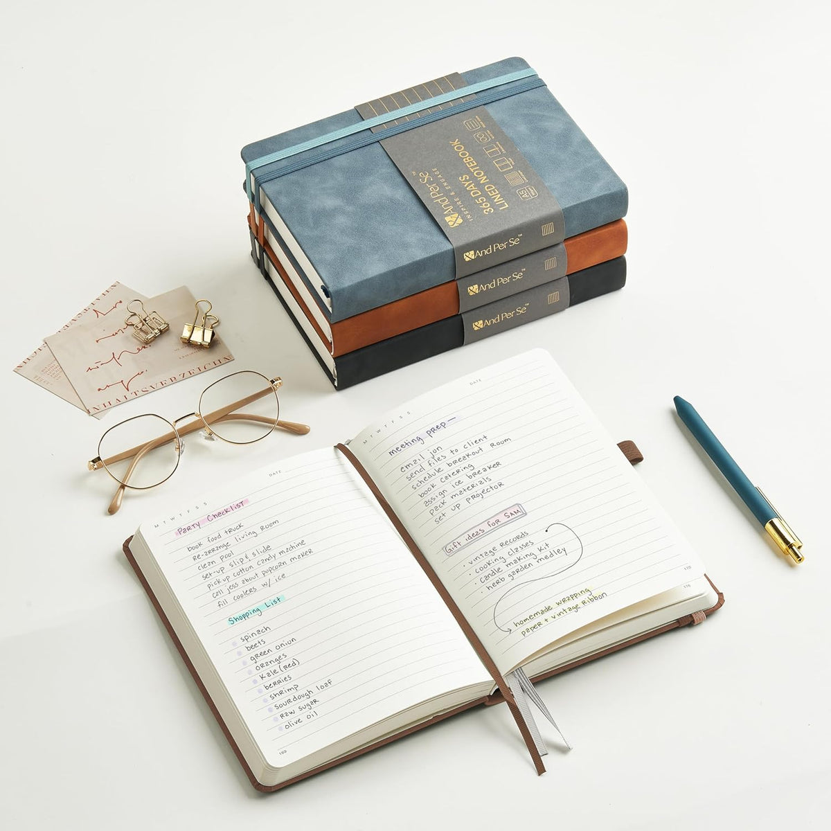 &And Per Se Lined Journal Notebook, 365 Pages, A5, 5.7'' x 8'' 100GSM Thick Paper, Journals for Writing, Hardcover Notebooks for Women Men (Brown)