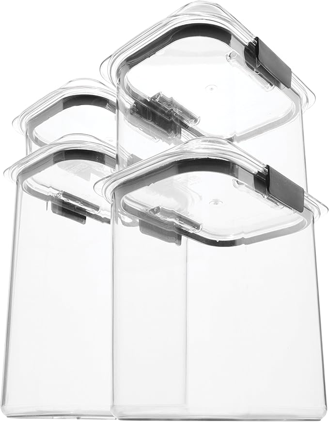 Rubbermaid Brilliance Pantry Food Storage Containers, Set of 4 (8 Pieces), BPA-Free, Clear, Airtight