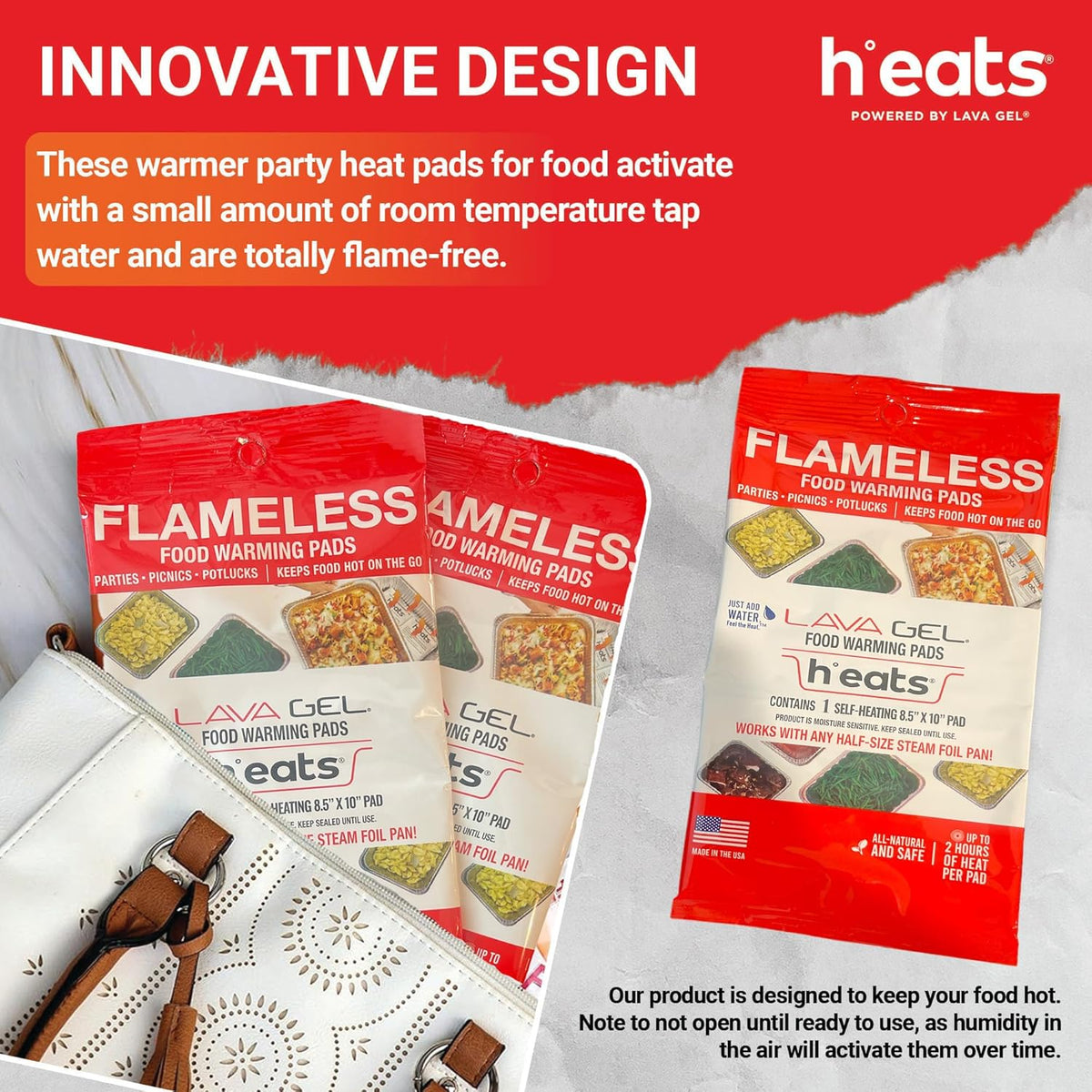 Flameless Food Warming Pads (Pack of 2) - Food Warmers for Parties Buffet Disposable - Party Buffet Servers and Warmers for Half Size Pans - Heating Pads for Chafing Dish- Must-Have Catering Supplies