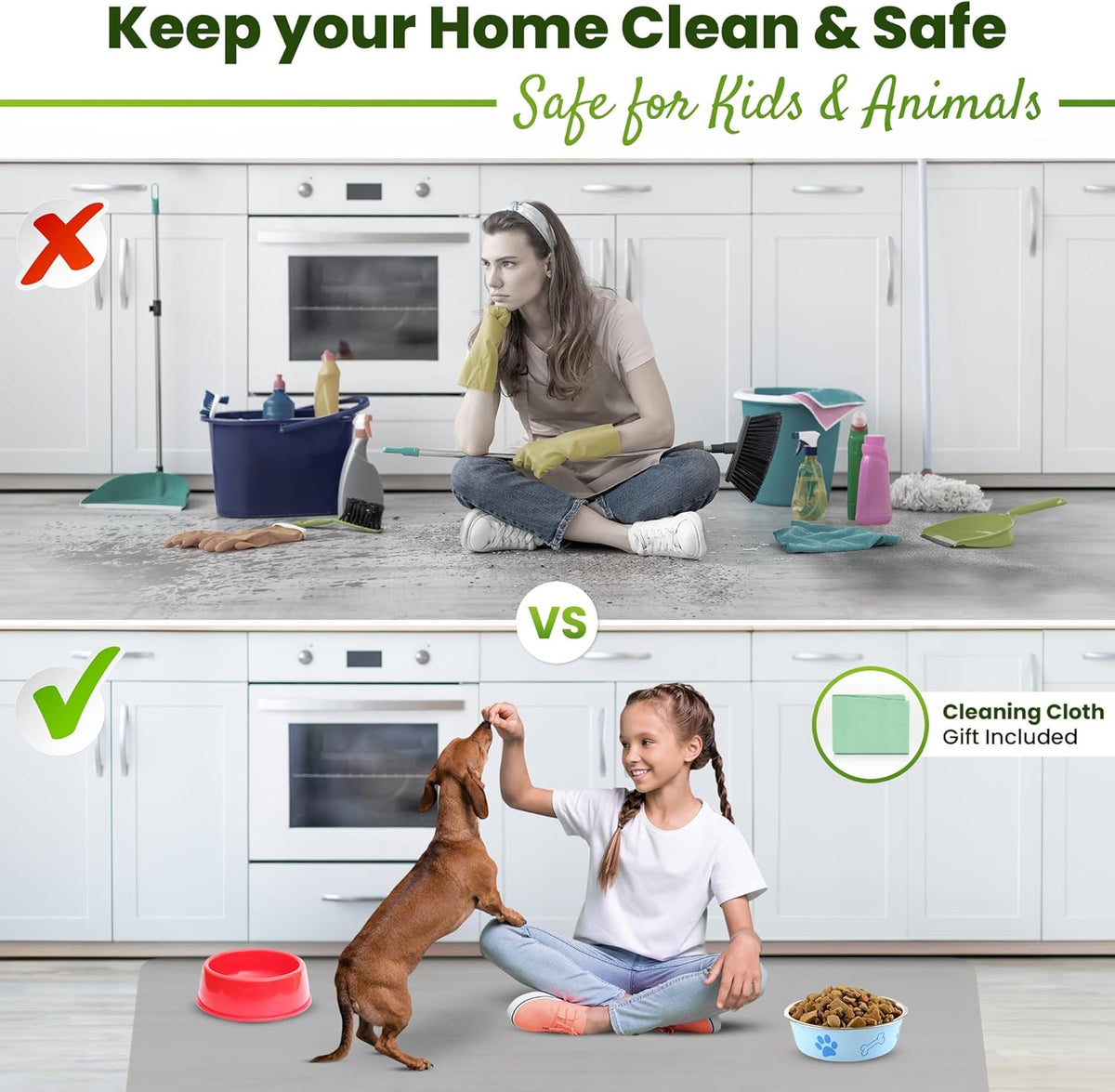 Premium Silicone Mat 25" x 17" Cooking Mat Thick Heat Resistant, Kitchen Counter Mat - Coffee Machine, Glass Top Stove Cover Countertop Protector for Air Fryer, Baking mat (Semi-Translucent)