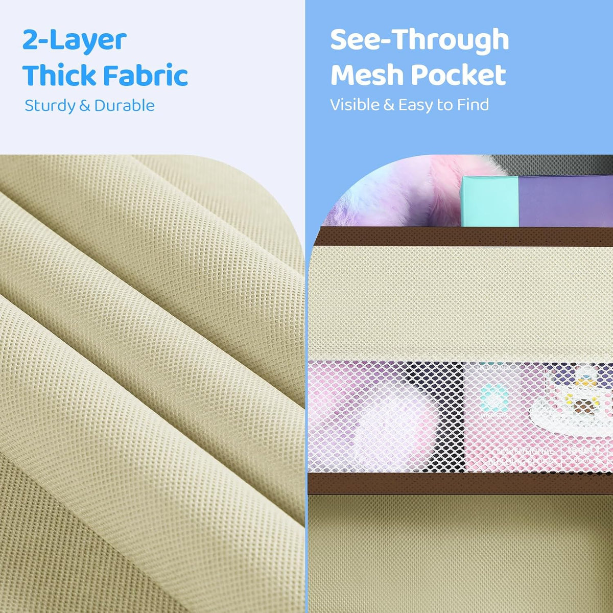 Yecaye 2 Pack 4 Tier Over the Door Organizer, Foldable Portable Baby Essentials for Stuffed Animal Storage - Multi-purpose Bathroom Closet Organizers and Storage for Kids Newborn Baby Stuff Beige