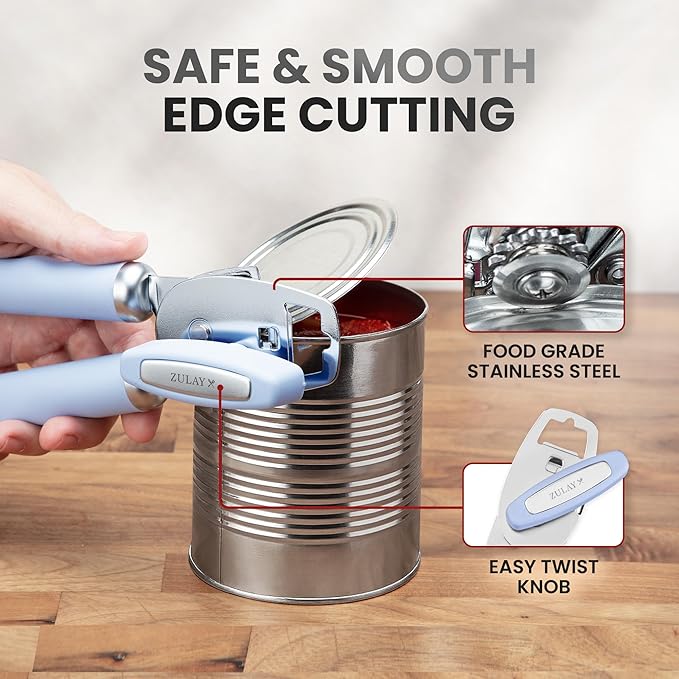 Zulay Kitchen Manual Can Opener with Bottle Opener with Turn Knob