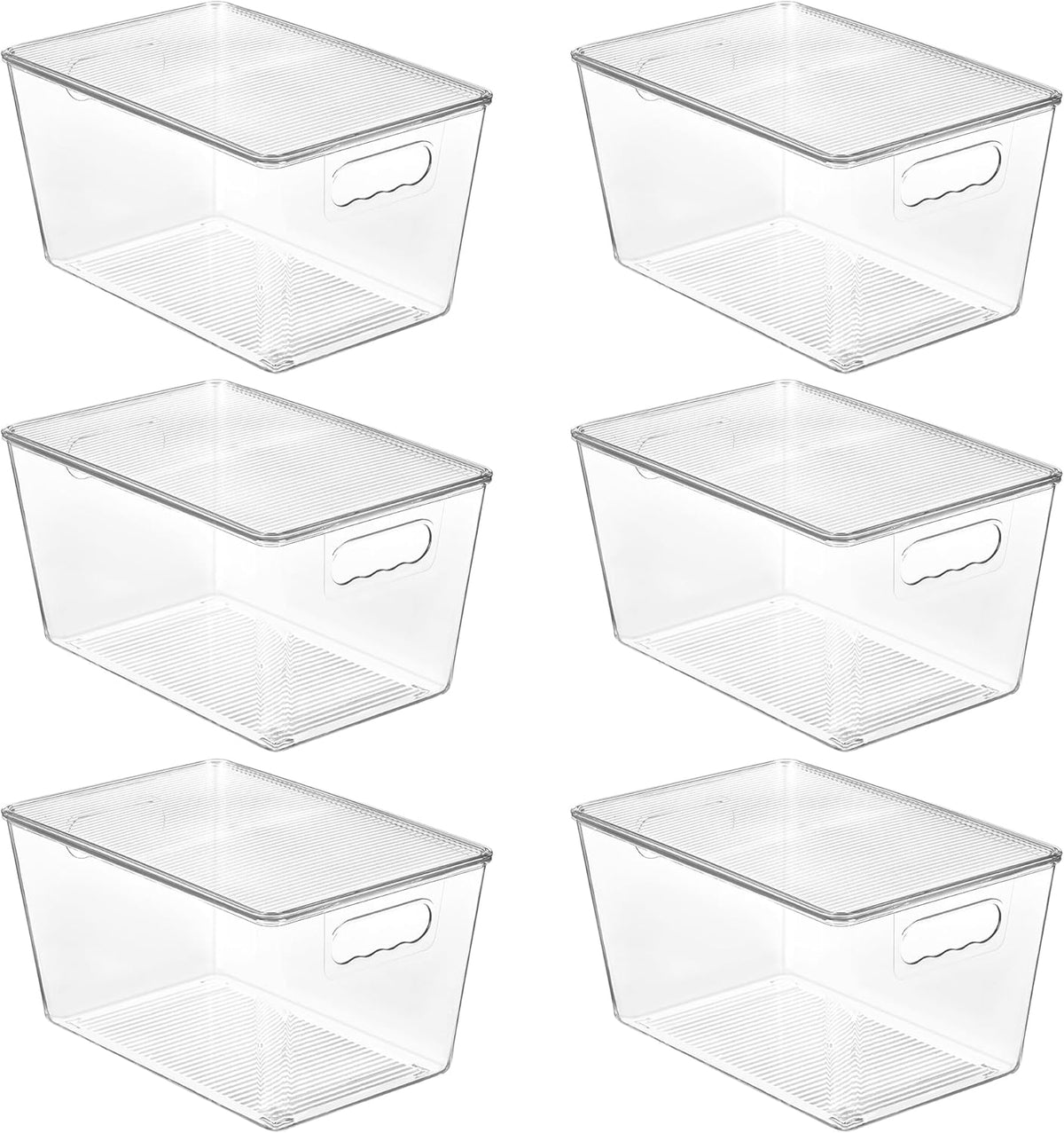 Vtopmart 6 Pack Clear Stackable Storage Bins with Lids, Large Plastic Containers with Handle for Pantry Organizer and Storage,Perfect for Bathroom,Cabinet,Kitchen,Fridge,Closet Organization