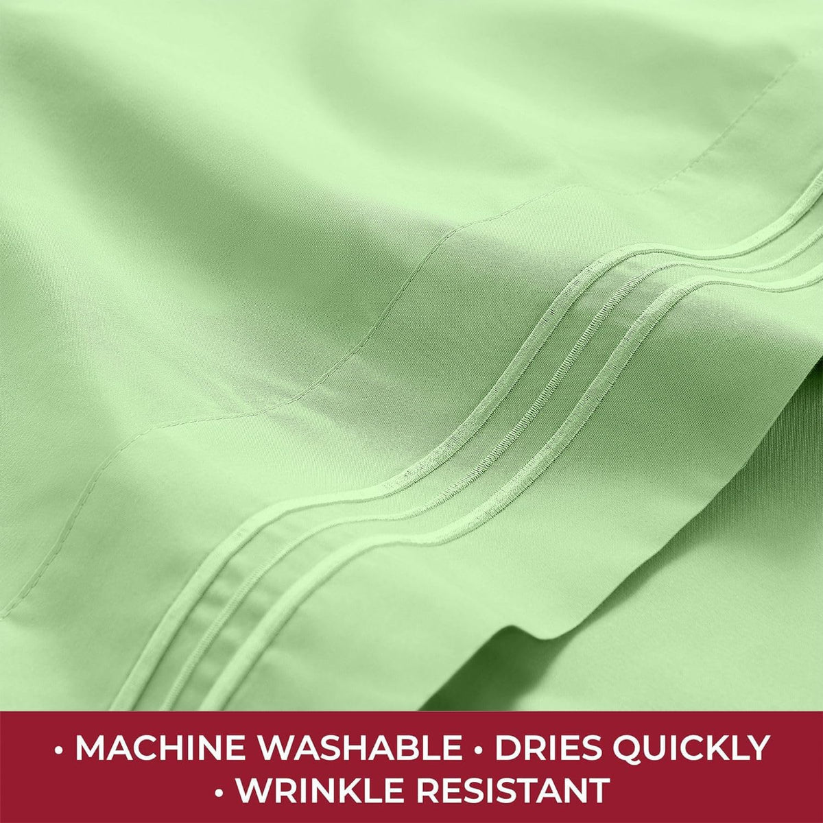Mellanni RV Short Queen Sheets - 4 PC Iconic Collection Bedding - Hotel Luxury, Extra Soft, Cooling Bed Sheets - Deep Pocket up to 10 inch (RV/Short Queen, Pistachio)
