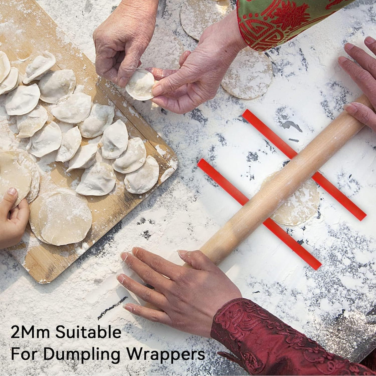 6Pcs Silicone Rolling Pin Guides, Dough Leveler Sticks Dough Ruler Measuring Dough Strips Guides Pastry Ruler Perfection Sticks for Thickness Guide Pastry Cookie Kitchen Restaurant