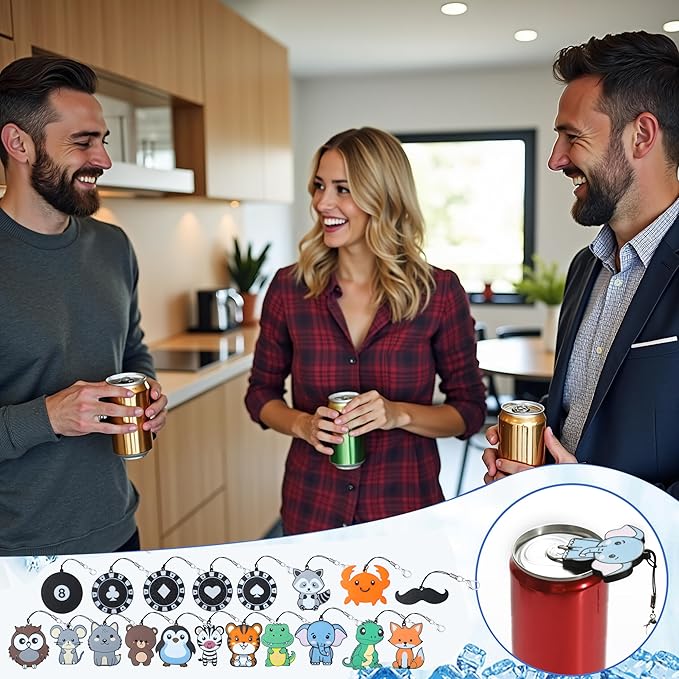Cartoon Can Protector - Cute Easy Tab Can Opener Drink Can Protector Cap for Coke,Beer Soda,Party,BBQ,Beach Accessory
