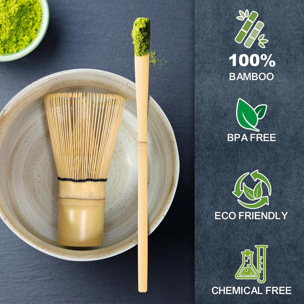 Matcha Whisk Set, Matcha Set, 6 Pieces, with Bamboo Whisk, Ceramic Bowl & Sifter Complete Matcha kit Tea Includes Scoop & Spout Bowl, Traditional Japanese Tea Accessories for Home (set of 6)