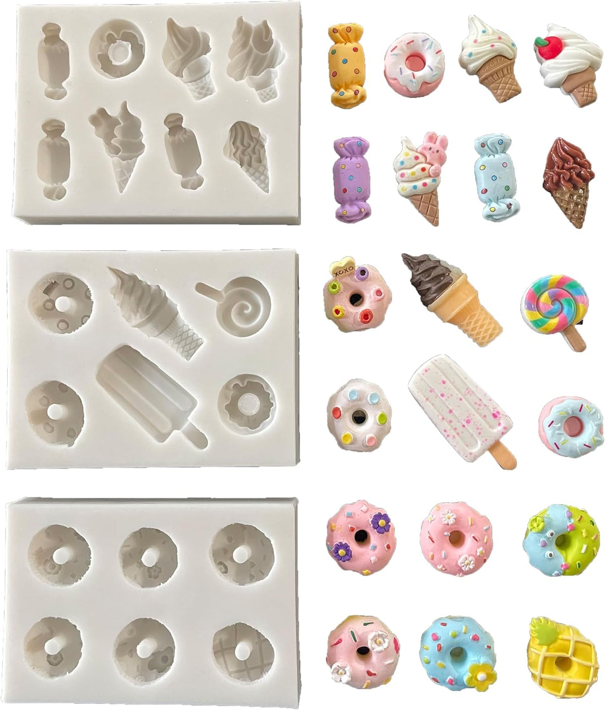 Lovely Small Items Silicone Fondant Molds Set For Cake Topper, Gumpaste, Candy & Chocolate, Polymer Clay and More (Snack Food)