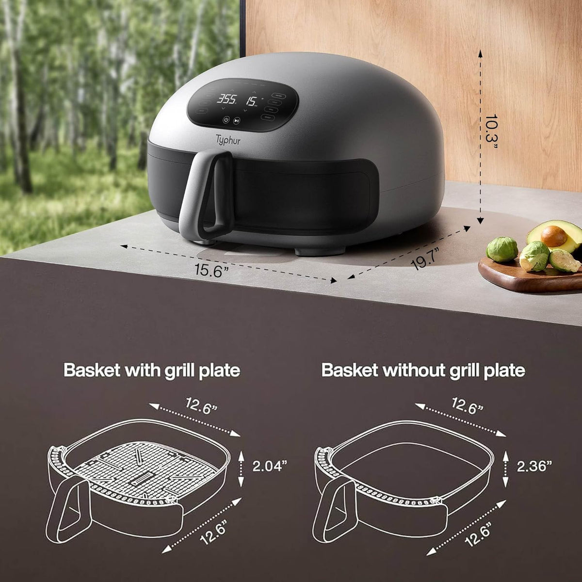 Dome 2 Air Fryer, Extra Large Airfryer with Superior Airflow, Self-cleaning Smart Digital Fryer with PFAS free Basket for Quick Easy Meals, Up to 32 Chicken Wings Capacity [New Version]