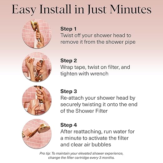Kitsch Shower Head Filter for Hard Water – Shower Filter with KDF-55 & Calcium Sulfite, Helps Reduce Chlorine & Impurities, Water Softener - Bathroom Accessories for Healthier Hair & Skin - Terracotta