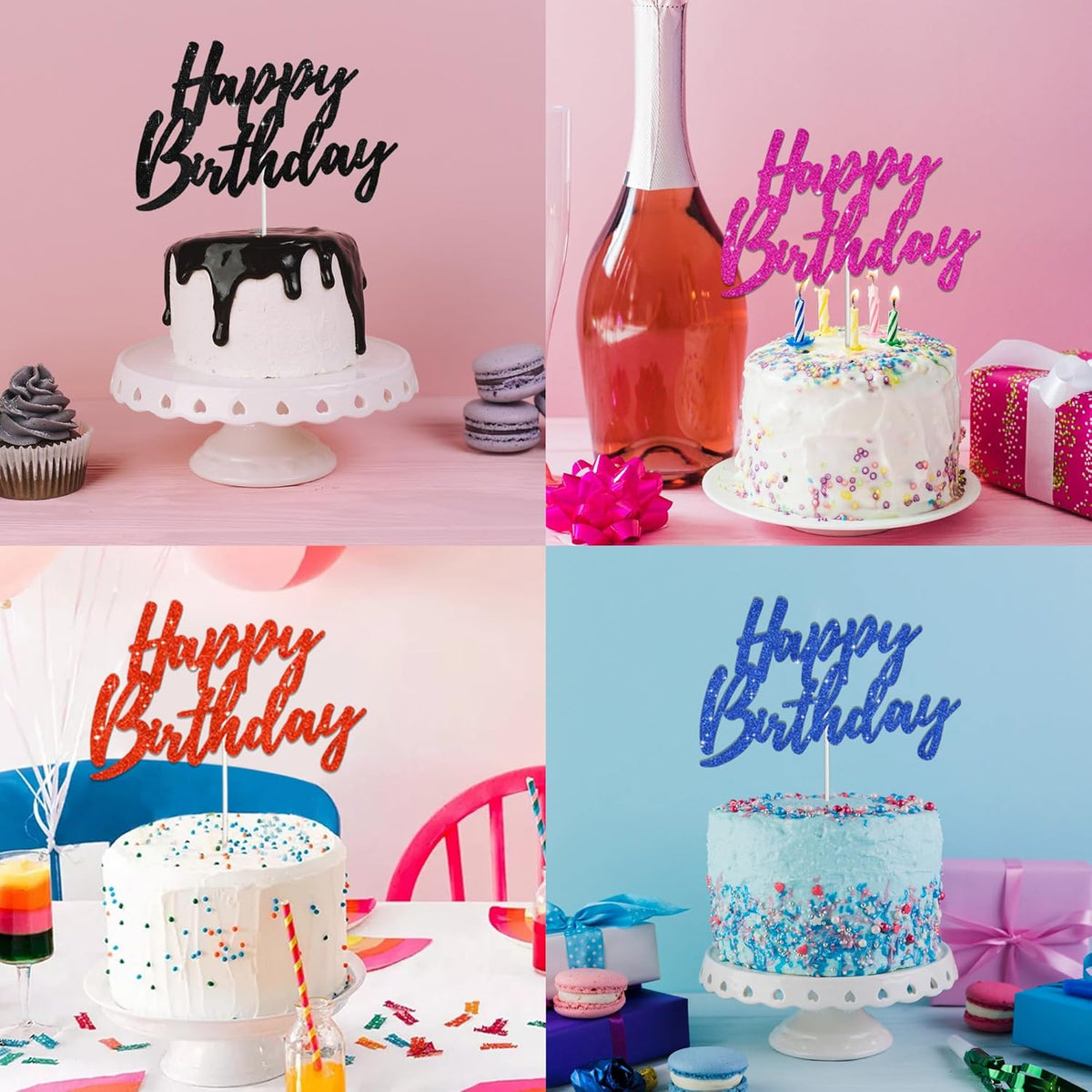 BEISHIDA Happy Birthday Cake Toppers Gold Glitter Birthday Cake Decoration Cake Baking Supplies 18th 30th 40th Birthday Cake Toppers For Boys Girls Men Women Birthday Party Photo Booth Props