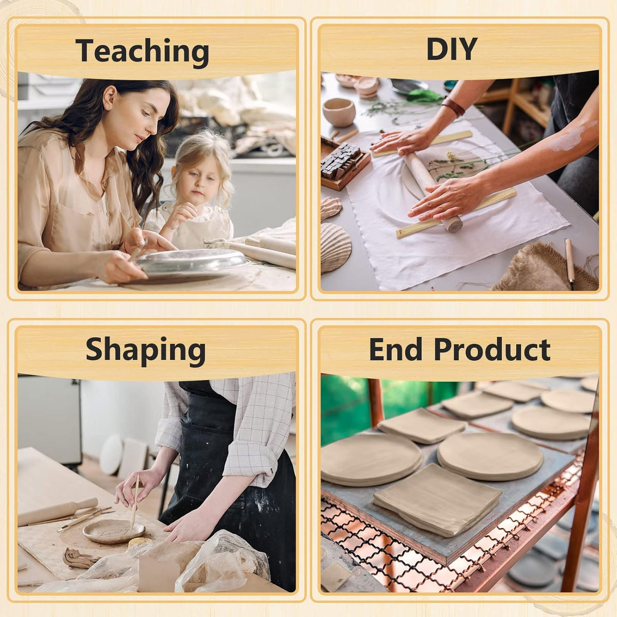 Sasylvia 10 Pcs Pottery Teaching Rolling Mud Stick Guide 5 Size Wooden Rolling Pin Guides Sticks Set Polymer Clay Depth Guide Pottery Tools Clay Tool Mudboard Tools for Polymer Thickness