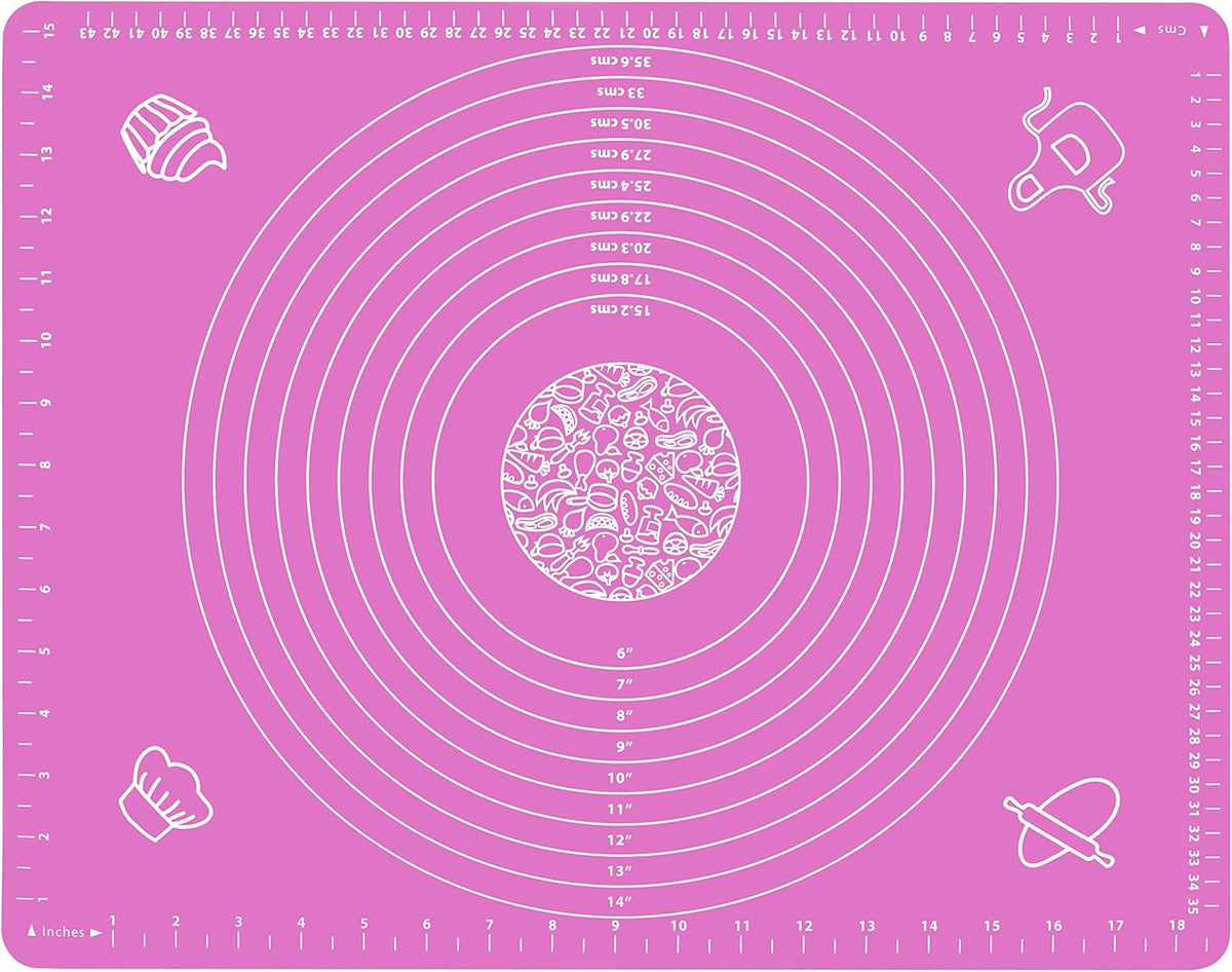 Silicone Baking Mat for Pastry Rolling Dough with Measurements, 19.7" x 15.7" BPA Free Non stick and Non Slip Pink Table Sheet Baking Supplies for Bake Pizza Cake