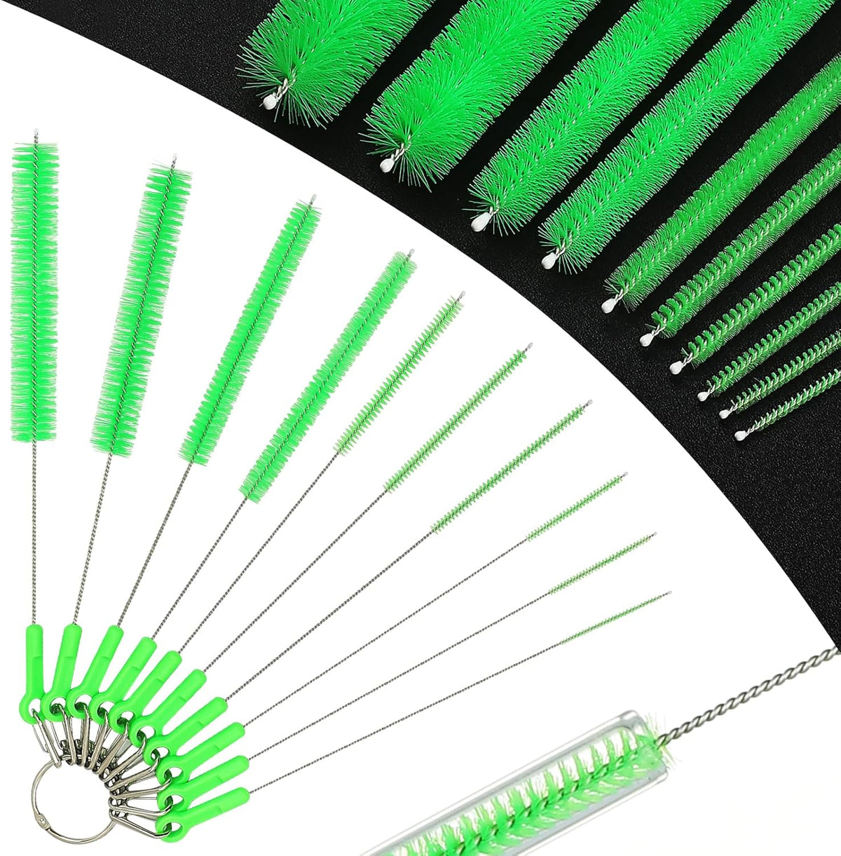 Long Straw Cleaning Brushes 10.5" Baby Bottle Cleaning Brushes,10 Different Diameter Bottle Brush,Detachable Clip Home Bottle Cleaning Brushes for Sippy Cup,Water Bottle,Teapot,Espresso Machines