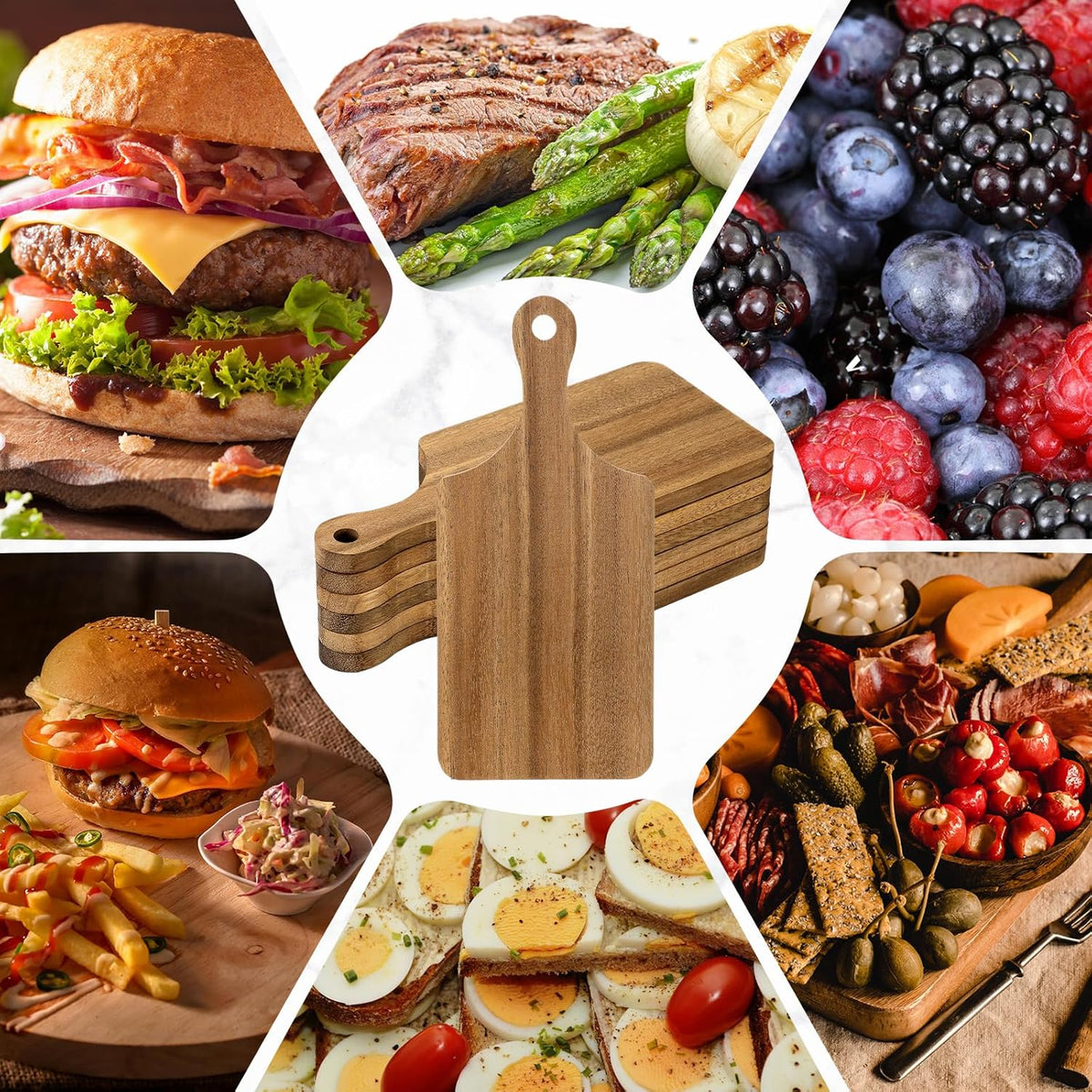 Lounsweer 6 Pcs Thicken Cutting Board Bulk Wood Board for Chopping Serving Charcuterie Material for Laser Engraving Mother' Day Wedding Housewarming Gift