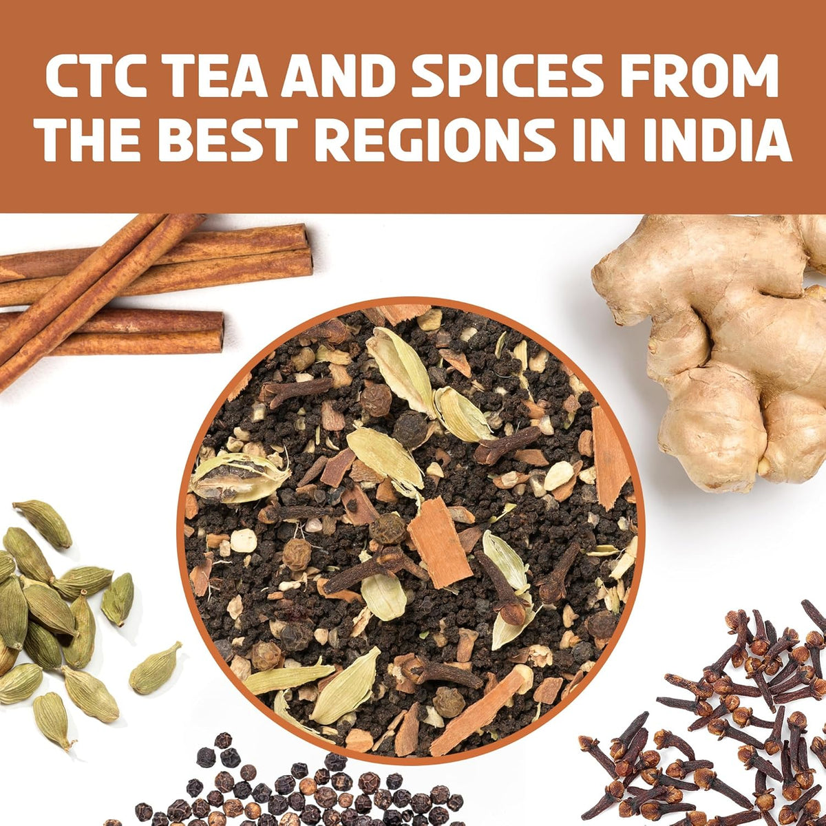 BREWIX, Masala Chai Tea Loose Leaf CTC TEA (50+ Cups, 3.53oz/100g) Strong Robust & Aromatic, All Natural | Blended with Exotic Spices | Ginger, Cinnamon, Cardamom, Clove & Black Pepper