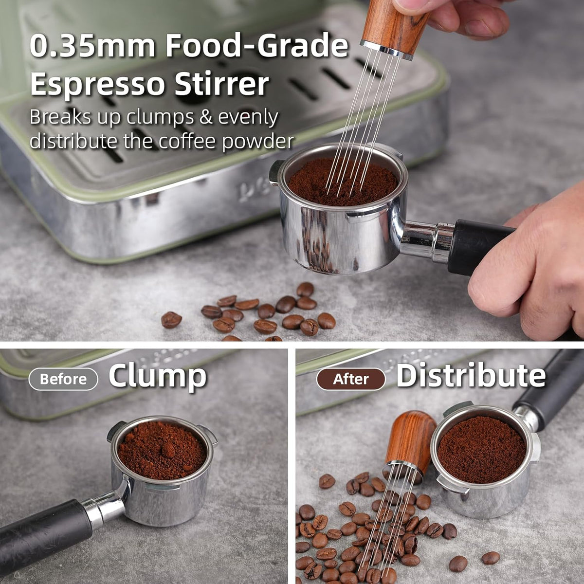 51mm Espresso Accessories Kit,316 Stainless Steel WDT Tool Espresso,Dosing Funnel and Puck Screen Set，Espresso Distribution Tool,Espresso Coffee Stirrer for Barista