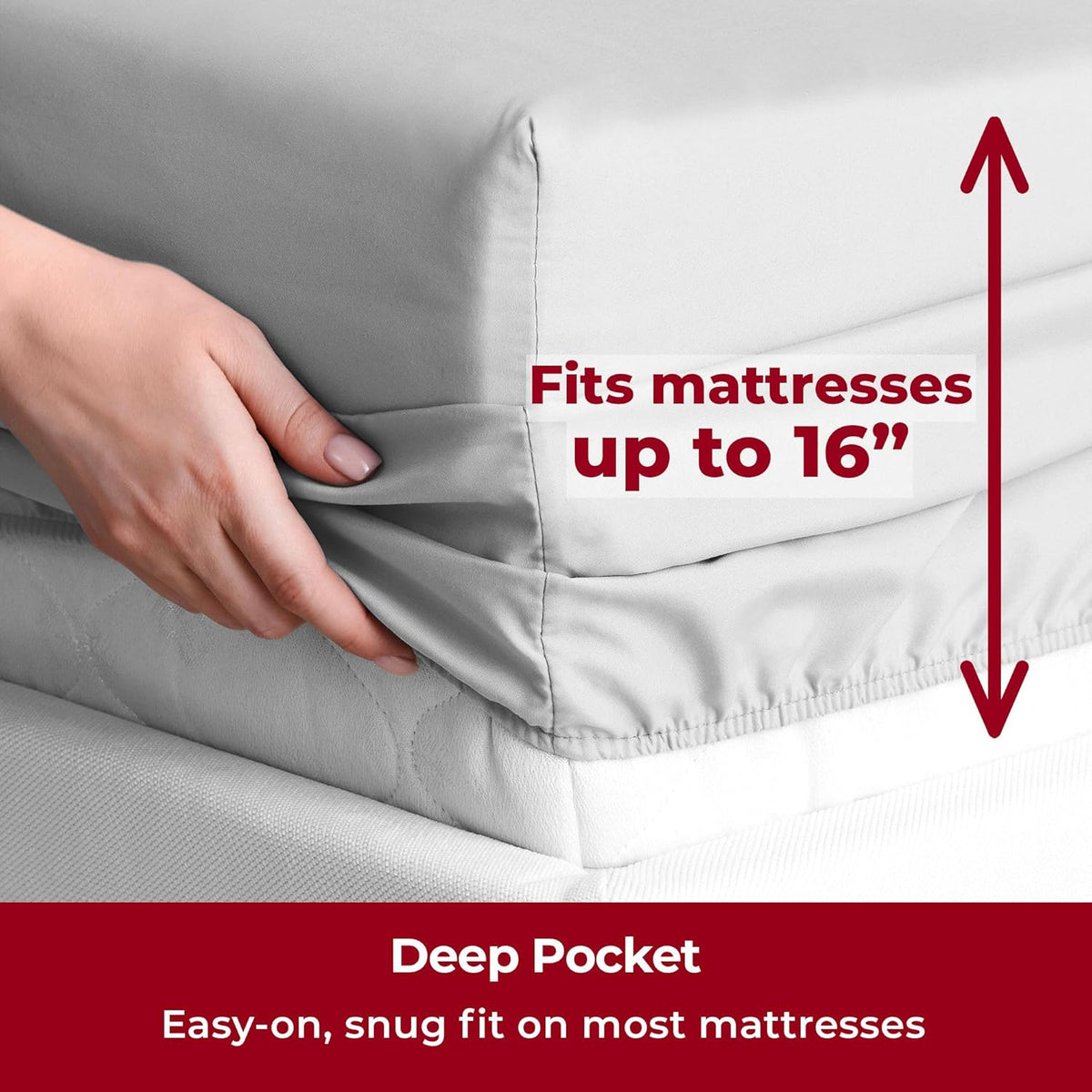 Mellanni Split King Sheets Set - 5 PC Iconic Collection Bedding - Hotel Luxury, Extra Soft, Cooling Bed Sheets - Wrinkle, Fade, Stain Resistant (Split King, Light Gray)