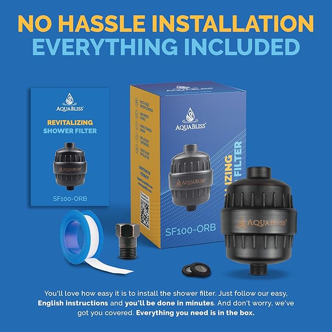 AquaBliss High Output Revitalizing Shower Filter - Reduces Dry Itchy Skin, Dandruff, Eczema, and Dramatically Improves The Condition of Your Skin, Hair and Nails - Oil Rubbed Bronze (SF100-ORB)