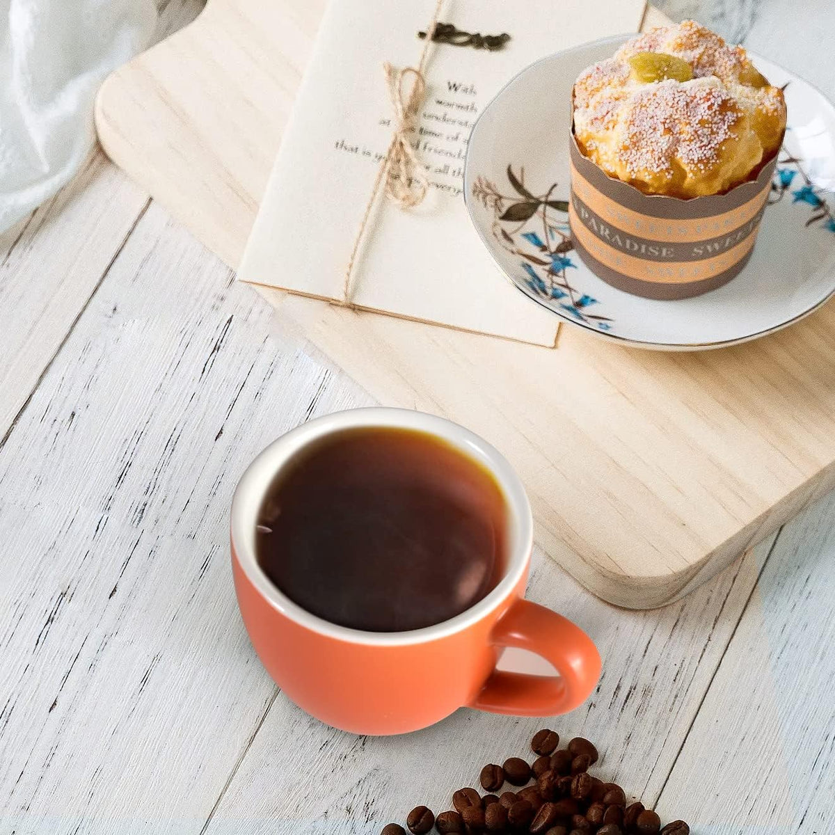 homEdge Mini Procelain Espresso Cup, 3 Ounces / 90 ml Tiny Coffee Mugs Demitasse for Espresso, Tea- Orange