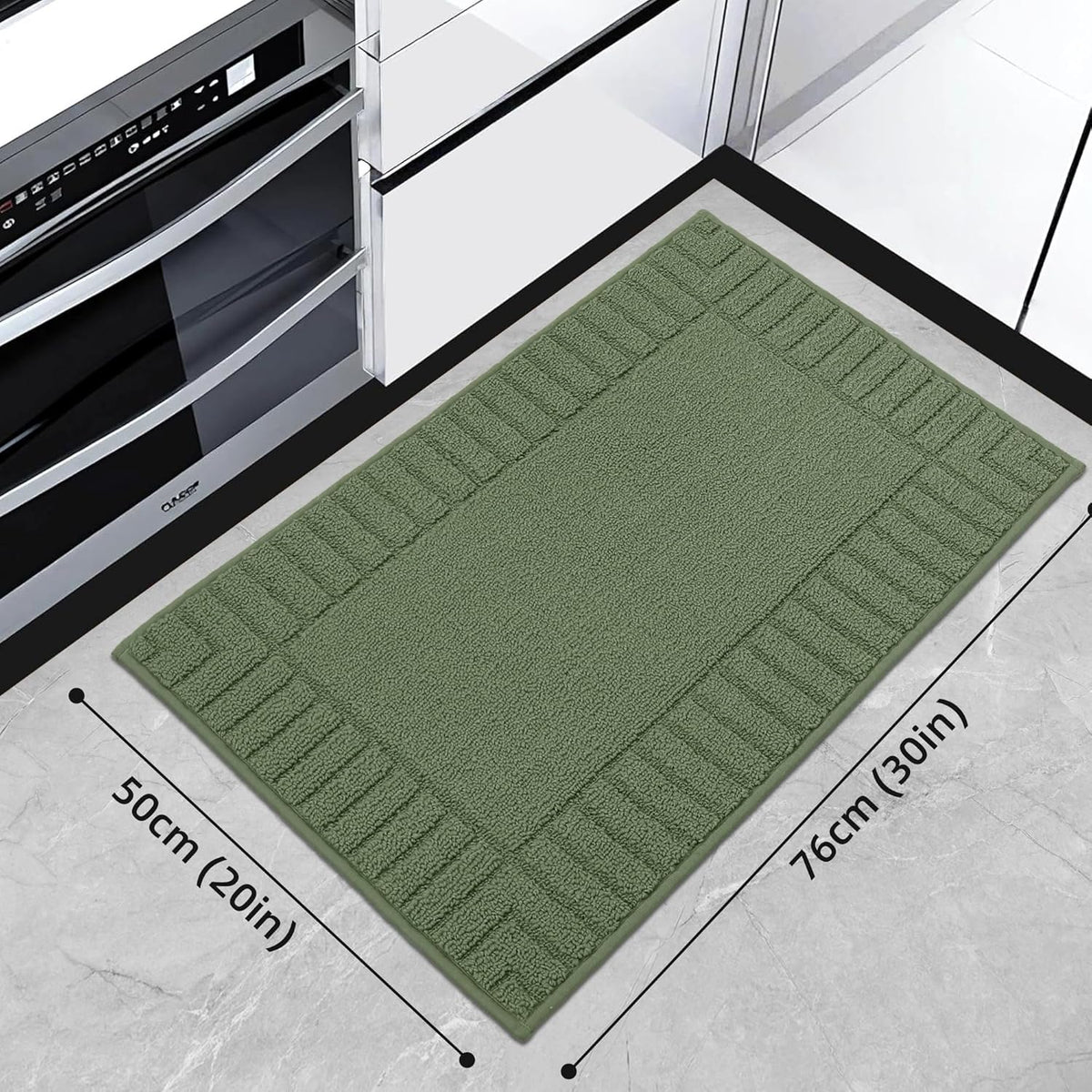 BEQHAUSE-Kitchen-Rugs-Non Slip-Kitchen-Mats-for-Floor Machine Washable Kitchen Rugs Absorbent Kitchen Carpet with TPR Non Skid Backing,Green, 20”x30”
