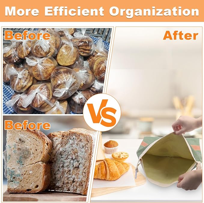 Beeswax Bread Bags with 10'' Reusable Bowl Covers for Homemade Bread, Extra Large Reusable Beeswax Bags Set for Storage Sourdough,Large Capacity Breads Storage Bag to Keep Fresh (Green, 1 Pack)