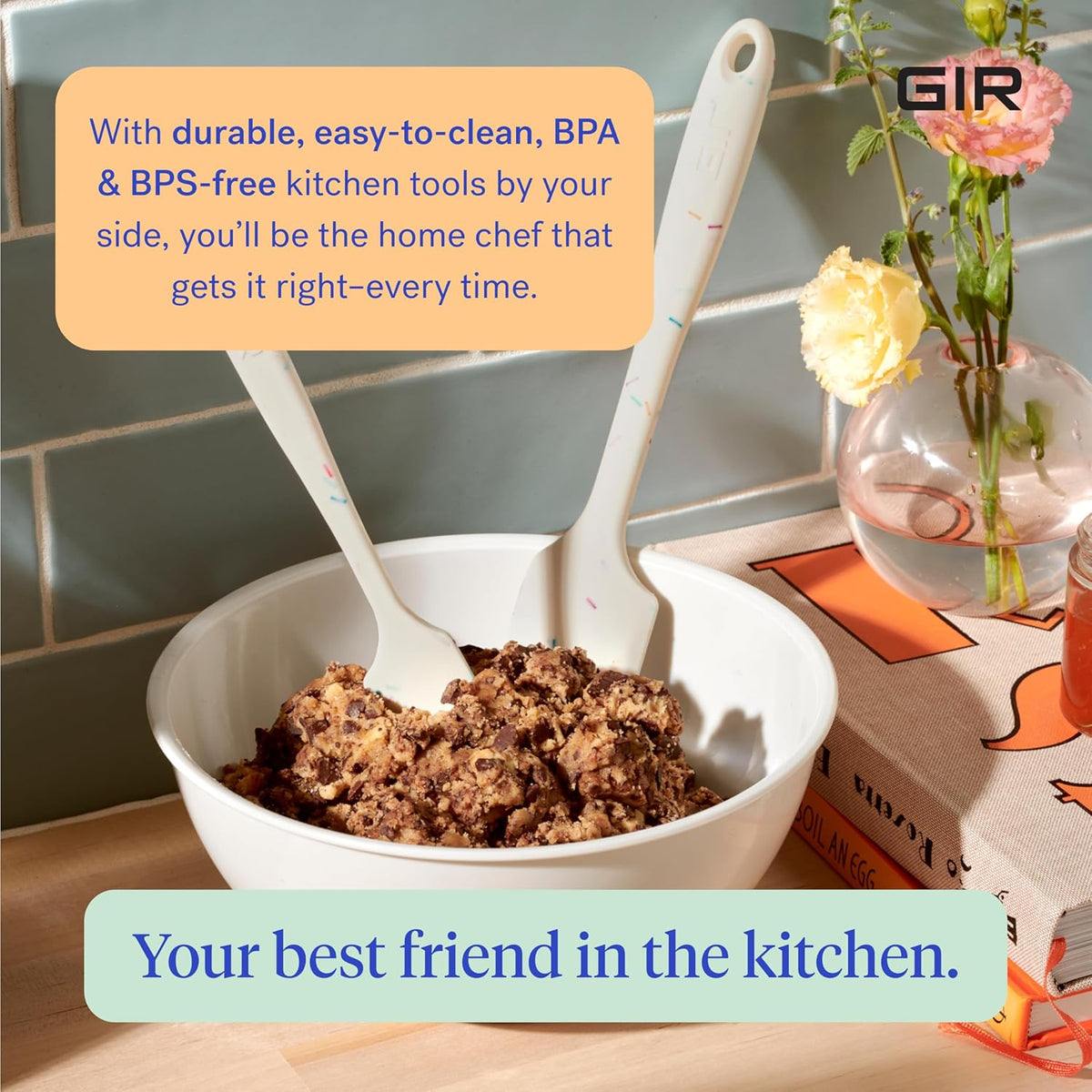 GIR: Get It Right Silicone Spatula for Cooking, Baking, Scraping, and Mixing- Non-Stick & Heat Resistant Kitchen Spatula - 11 Inch, Studio White - Silicone Kitchen Utensils