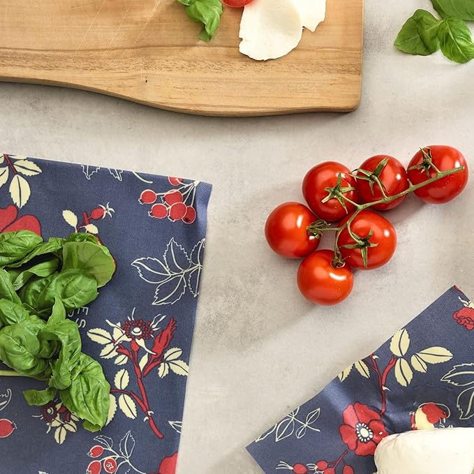 Bee's Wrap Beeswax Wraps for Food - Botanical 3 Pack (2M 1 Sandwich) Made in USA Reusable & Organic Food Wraps, Sandwich Wrap - Eco-Friendly Alternative to Aluminum Foil & Plastic Wrap