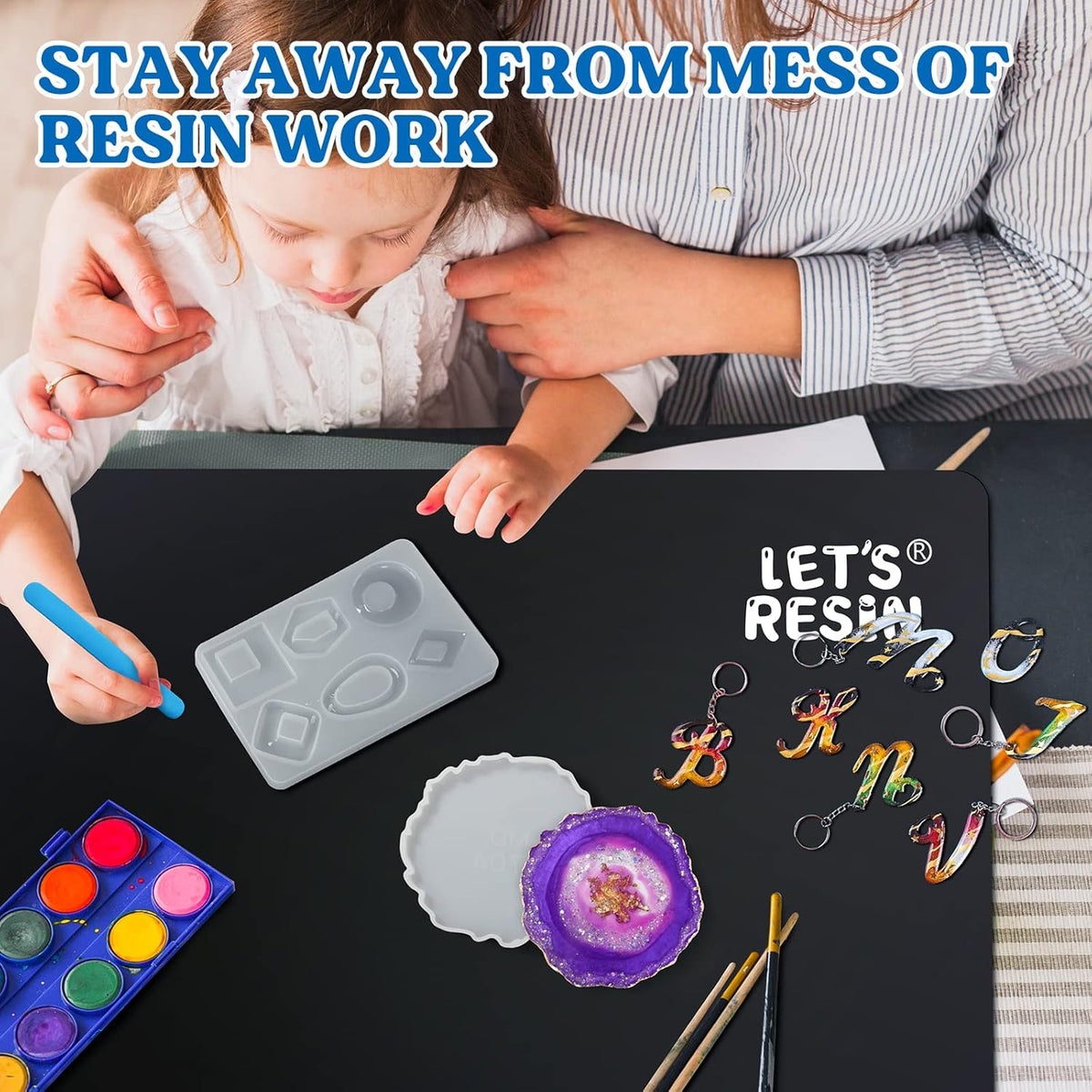 LET'S RESIN Extra Large Silicone Mat for Crafts,36''x24''Nonstick &Nonskid Heat-Resistant Silicone Crafts Mat, Easy Clean&Store Multipurpose Silicone Mat for Resin, DIY Art,Paint, Clay