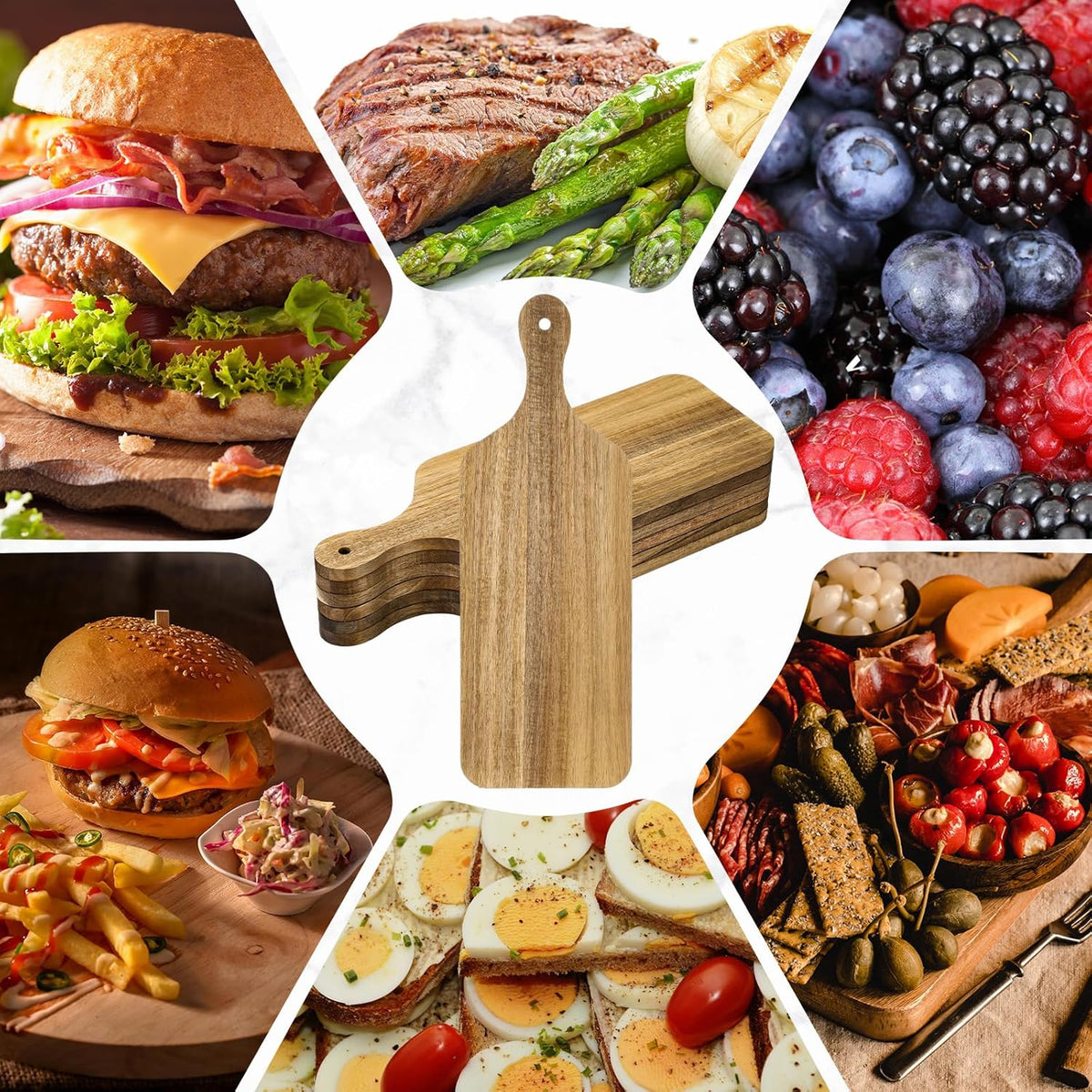 Lounsweer 6 Pcs Thicken Cutting Board Bulk Wood Board for Chopping Serving Charcuterie Material for Laser Engraving Mother' Day Wedding Housewarming Gift