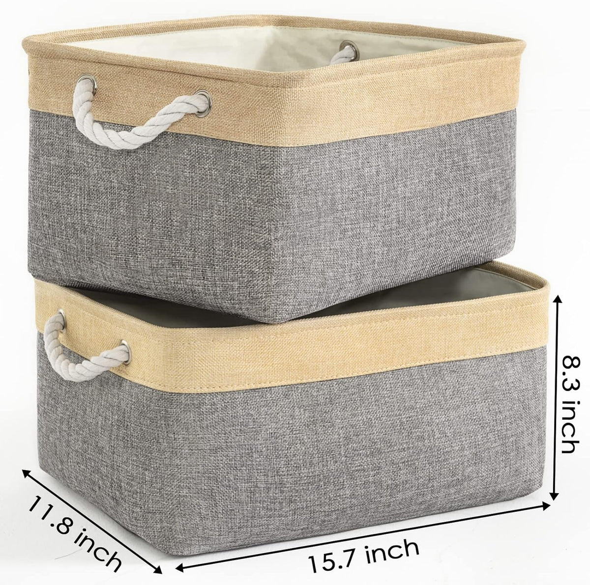 TheWarmHome Fabric Storage Bins Baskets for Organizing, Large Sturdy Storage Basket W/Handles, Decorative Foldable Storage Baskets for Shelves Closet Nursery Toy (Large - 3 Pack 15.7L×11.8W×8.3H)