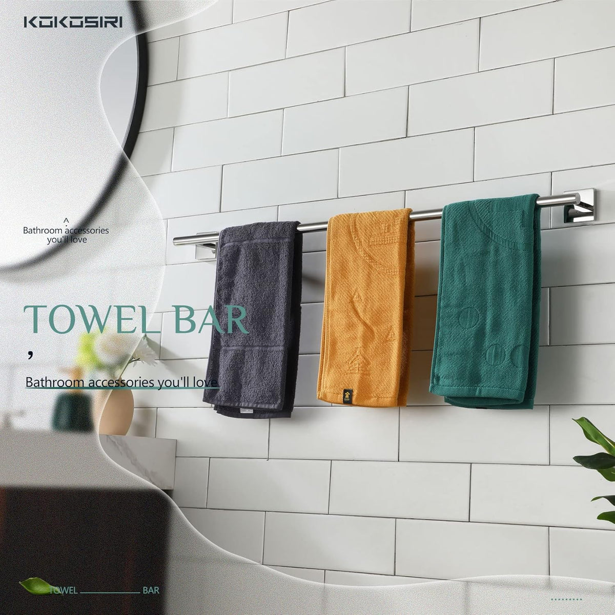 KOKOSIRI 32'' Towel Bar Bathroom Towel Holder for Bath Kitchen Toilet 32 Inch Necklace Holder Chrome Stainless Steel B4005CH-L32