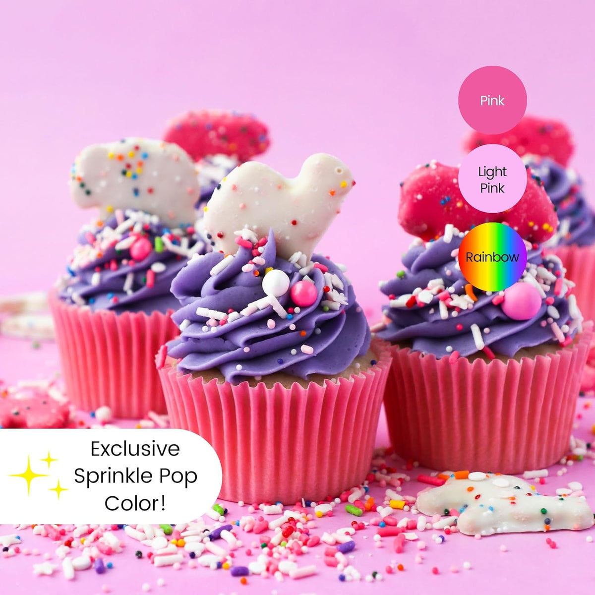 Sprinkle Pop A Frosted Affair Sprinkles Mix| Pink White Sprinkles with Rainbow Pops| Decorating Sprinkles Made in USA for Girl Baby shower Gender Reveal Birthday Cake Cupcakes Donuts Cookies, 2oz