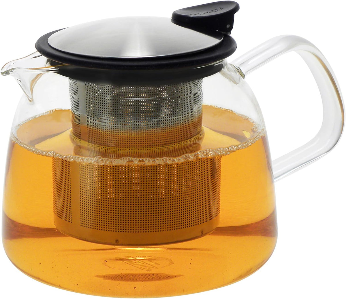 Forlife Bell Glass Teapot with Basket Infuser, 24-Ounce/730ml, Red