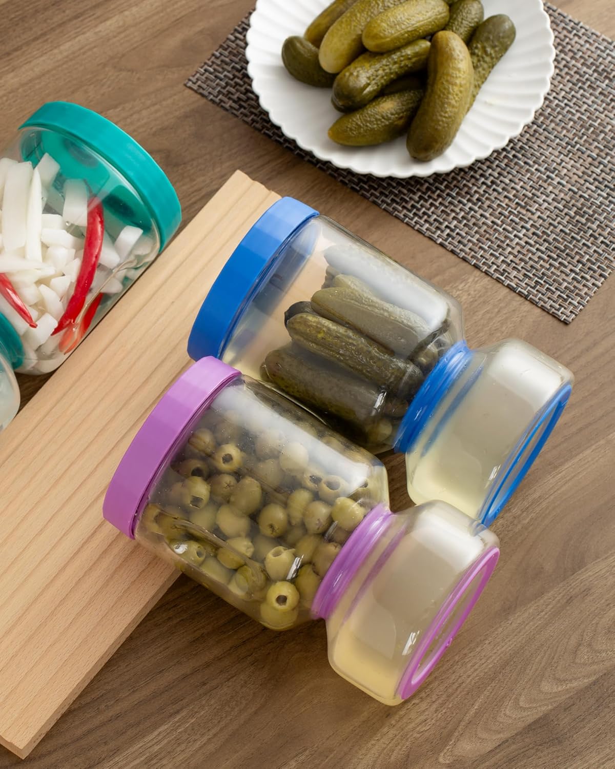 ZENS Pickle Jar with Strainer Flip, 2 Pack 51oz Pickle Container Pickle Juice Separator Hourglass Jar for Olive Keeper, Leakproof Pickle Holder Jars for Pickling Dill Sliced Storage, Gifts for Mom