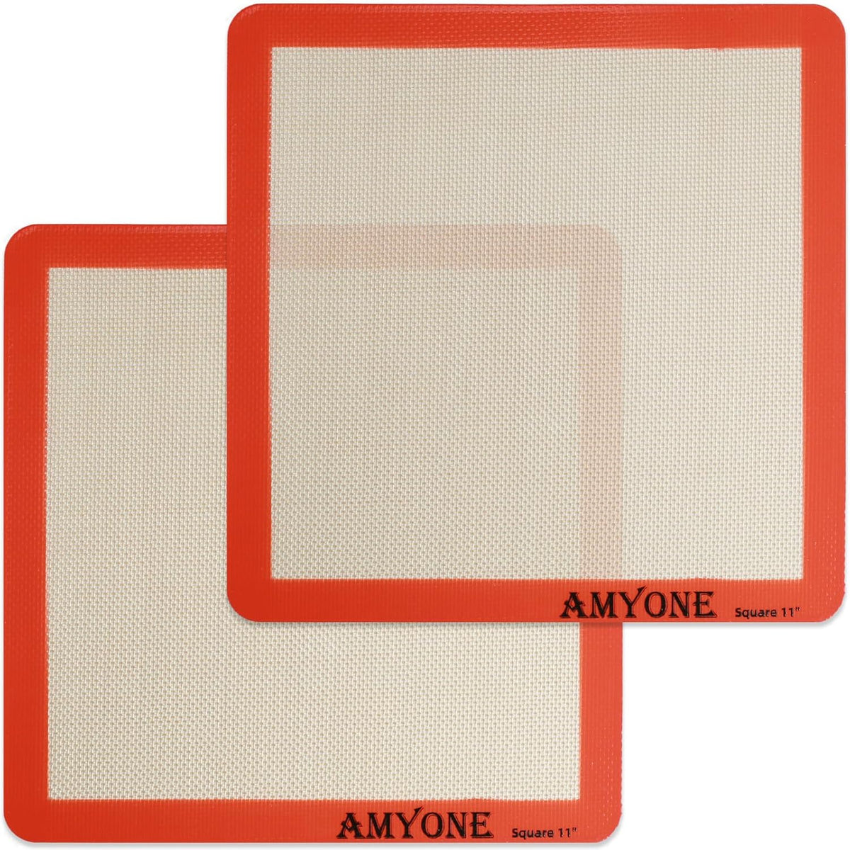 AMYONE Square Silicone Baking Mats for 11 Inch Cake Pan/11x11 Cheesecake Pan/Toaster Oven/XL Air Fryer, Food Grade Silicone Baking Sheet Liners for Cookie/Cake/Pastry/Torte, Non-Stick, Reusable 2 PCS