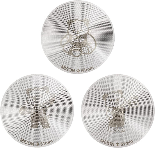 MEION 51mm Espresso Puck Screen-3 Pack 0.2mm Ultra Thin Espresso Puck, Stainless Steel Reusable Coffee Filter, Compatible with Espresso Machine 51mm Portafilter Basket