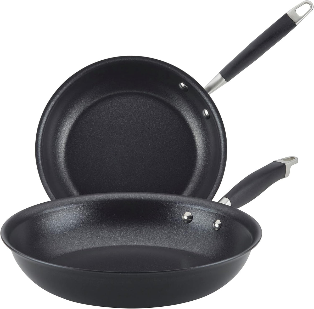 Anolon Advanced Home Hard-Anodized Nonstick Skillets (2 Piece Set- 10.25-Inch & 12.75-Inch, Onyx)