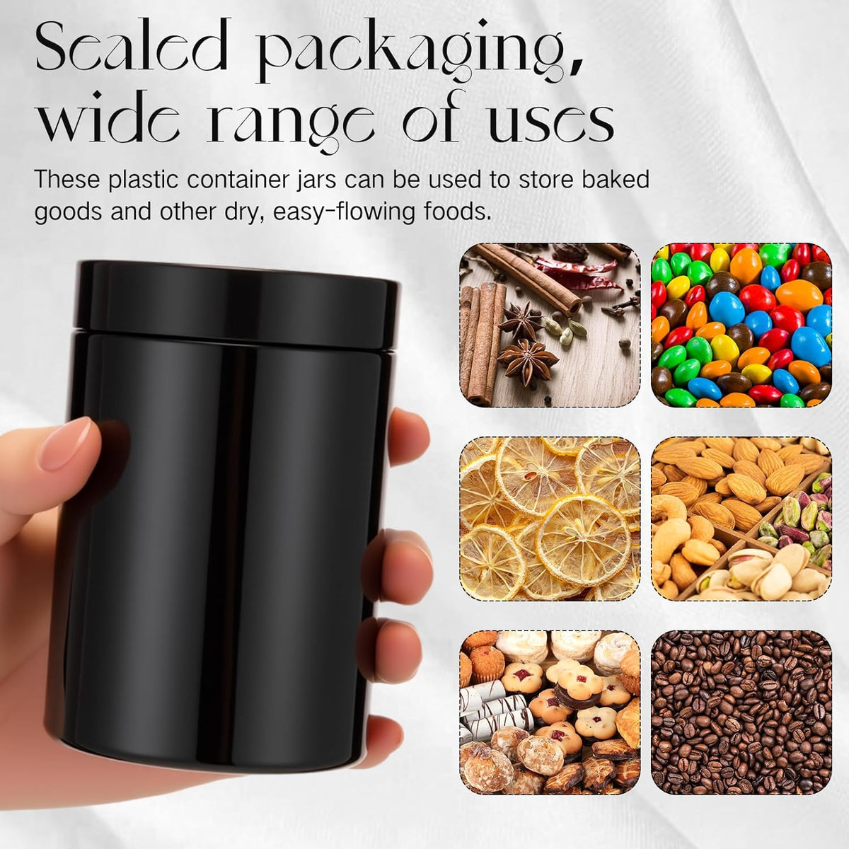 Patelai 4 Pieces Round Wide-mouth Leak Proof Plastic Container Jars with Lids for Travel Storage Makeup Beauty Products Face Creams Oils Salves Ointments DIY Making(10 Ounce,Pure Black)