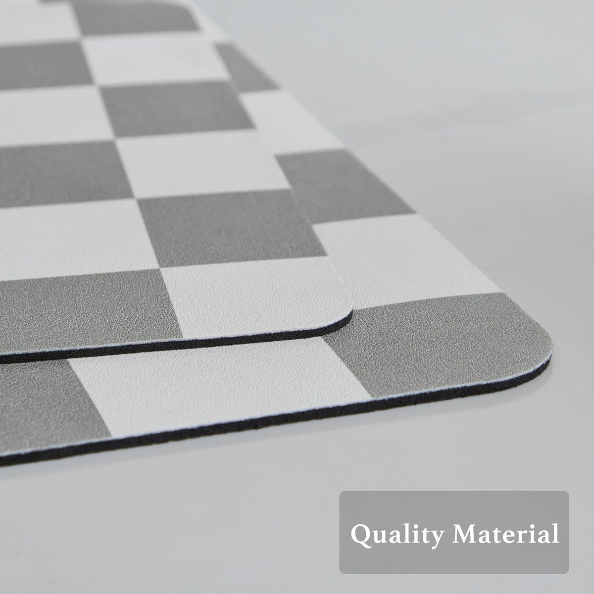Checkered Dish Drying Mat for Kitchen Counter, Coffee Bar Station Accessories, Retro Cute Aesthetic Absorbent Coffee Mat Kitchen Drying Mat Easy Clean, Grey 16" x 24"