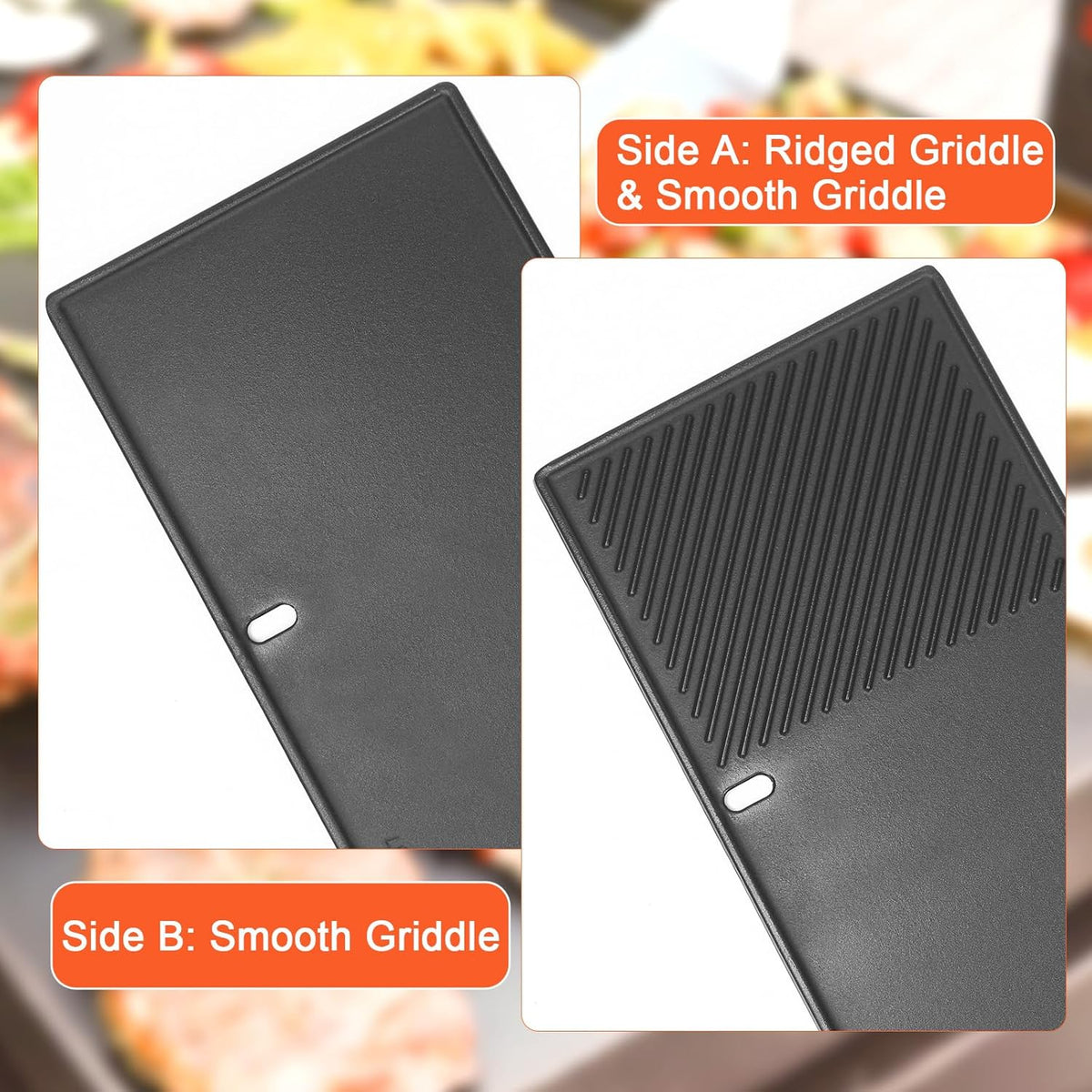 QuliMetal 66089 Griddle for Weber Genesis II/LX 400 Series Grills, Grill Part for Weber GS4 Genesis 2 E410, E415, E435, S-435, LX E-440, Cast Iron for weber genesis ii griddle insert
