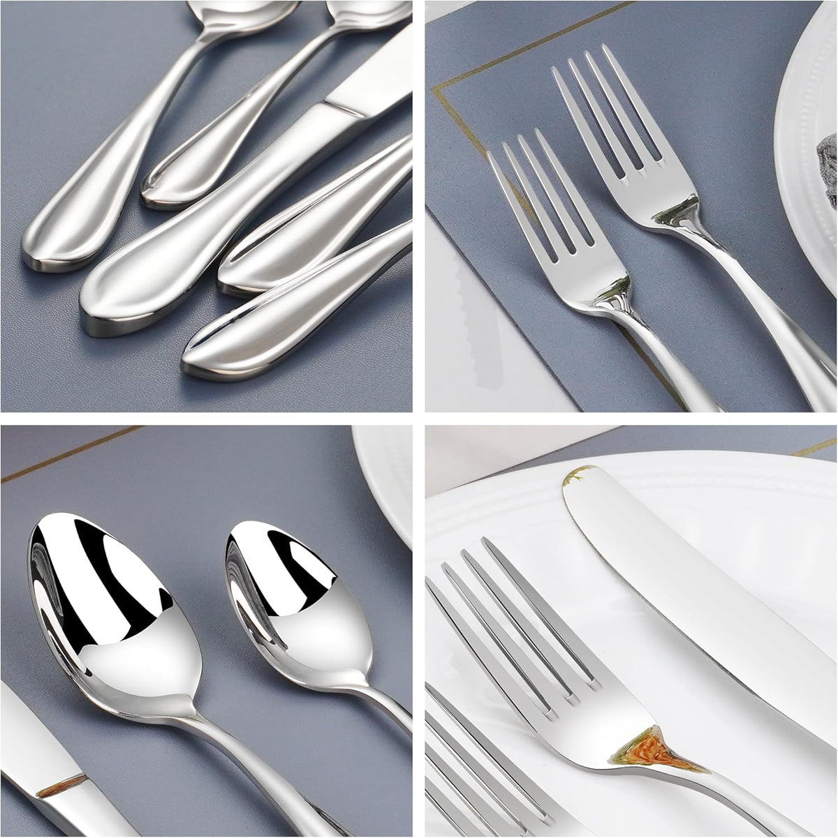 18/10 Stainless Steel Flatware, Heavy Duty Silverware Set for 8, Forged Thick Kitchen Silverware, Dishwasher Safe, Ideal for Gift