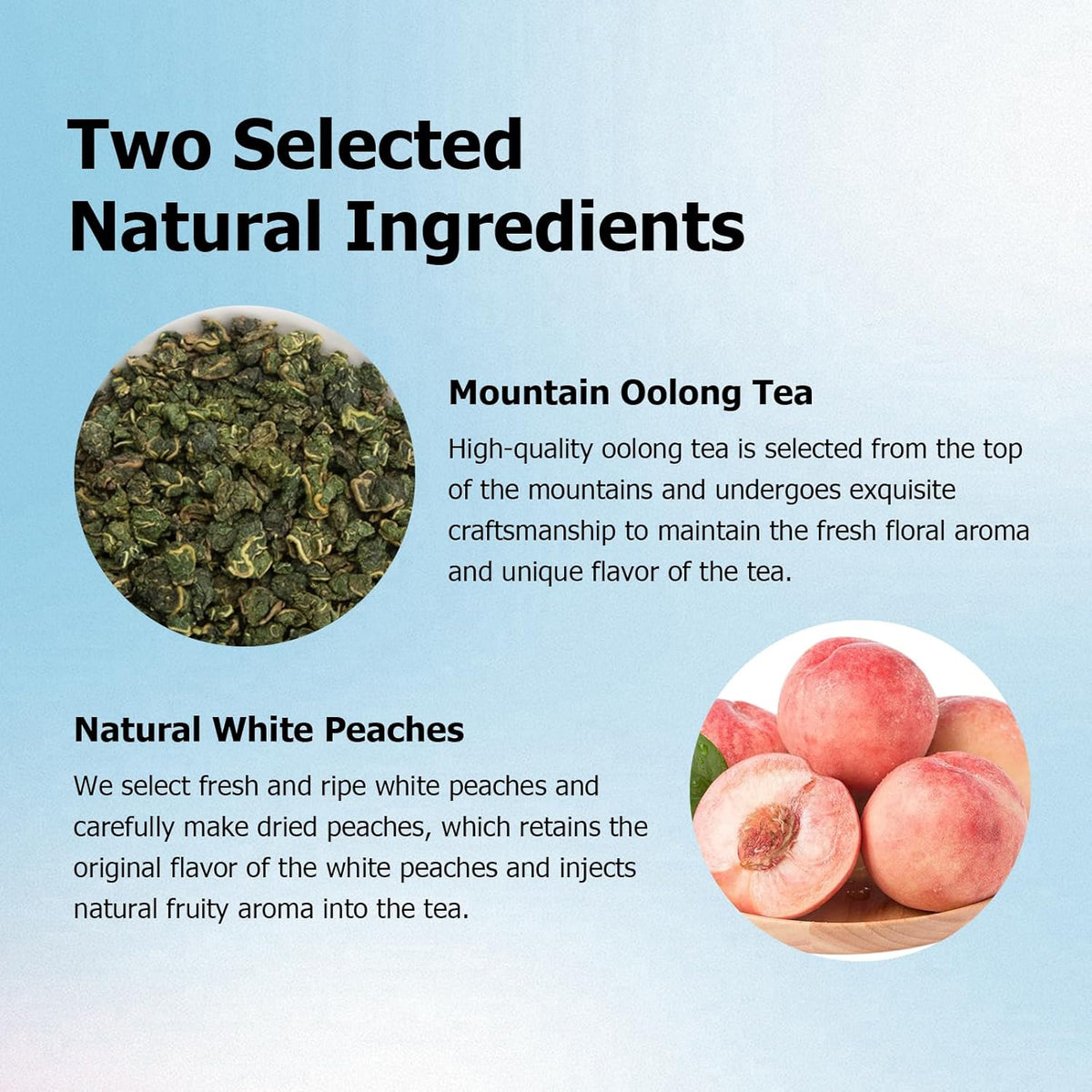 HANFANGLING White Peach Oolong Tea, Refreshing, Caffeine Alternative, Fresh Sweetness of White Peach and Aromatic Taste of Oolong Tea Loose Leaf