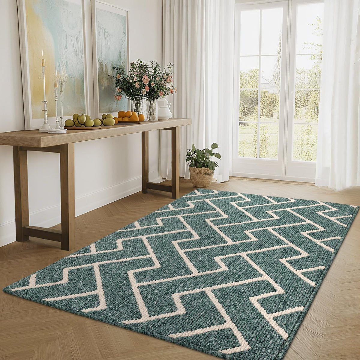 hicorfe Kitchen Rugs and Mats,Kitchen Mats for Floor,47"x71" Non Slip Runner Rug,Absorbent Resist Dirt Comfort Standing Mat Machine Washable for Entryway,Hallway,Front of Sink(Lake Blue)