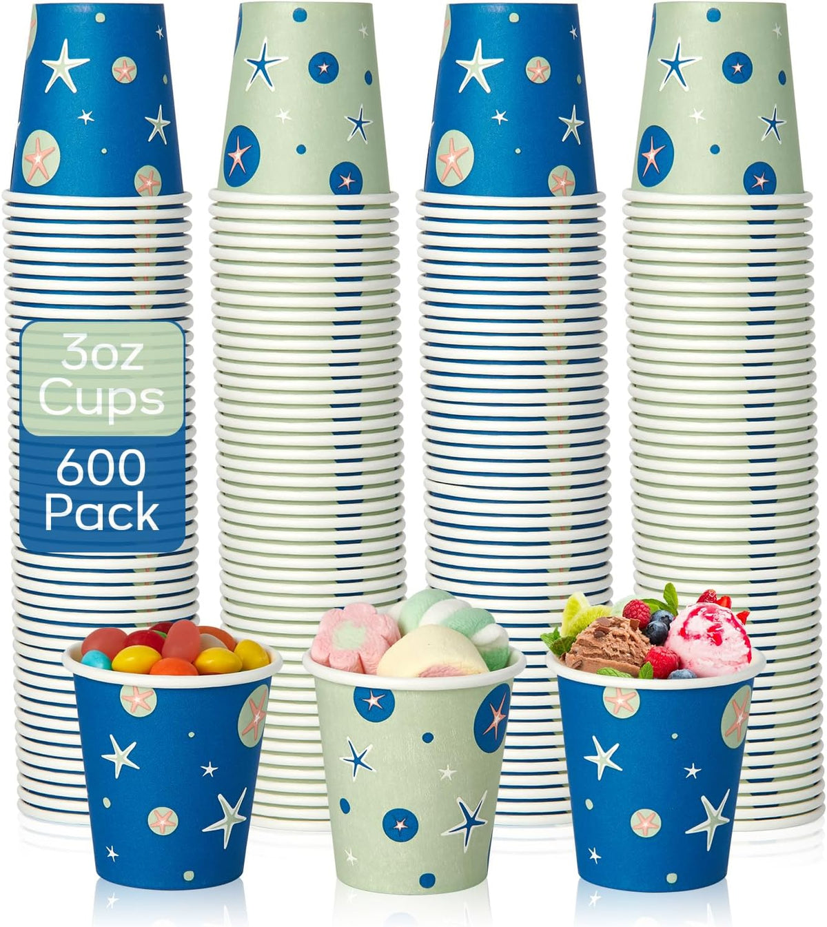 600 Pack 3 oz Paper Cups, Disposable Mini Cups for Mouthwash Espresso Snack Used for Bathroom, Party, Picnic, Travel and Events