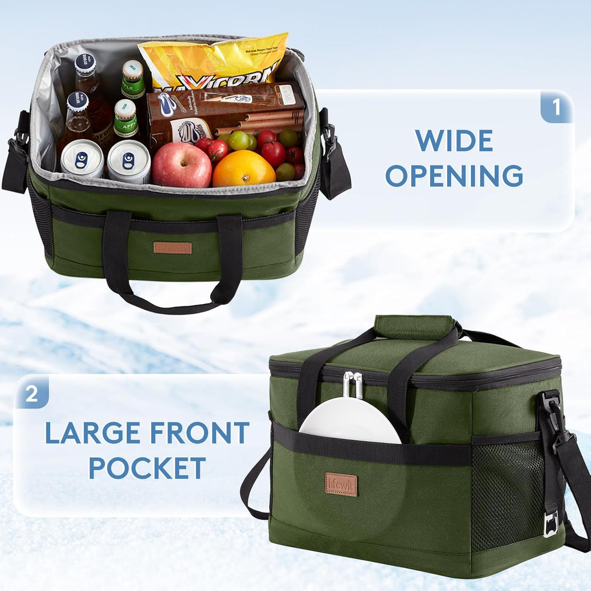 Lifewit Cooler Bag 30/50/60 Cans Collapsible and Insulated Large Lunch Bag Leakproof Soft Cooler Portable Tote for Camping/BBQ/Family Outdoor Activities